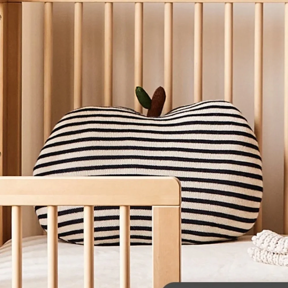 OEUF NYC Breton Striped Baby Alpaca Decorative Apple Pillow NWT